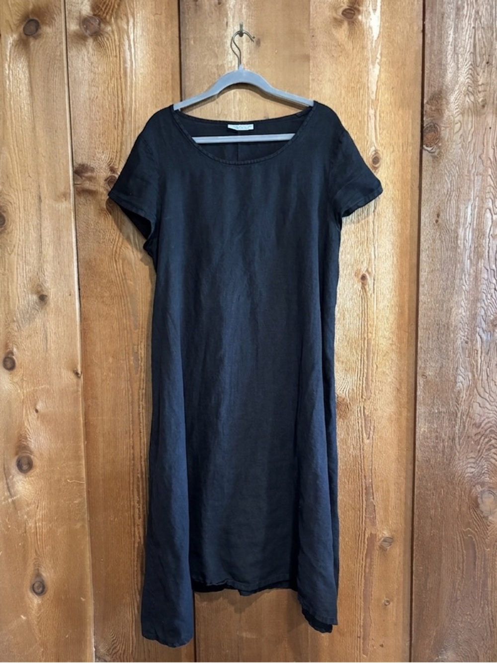 bryn Walker 100% Linen Lagenlook Shift Dress Black Size Medium - Picture 2 of 5